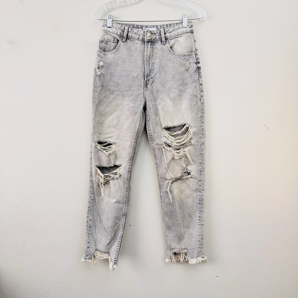 Bershka Olivia Gray Distressed Denim Jeans Women’s Size 4